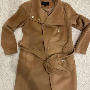 Ann Taylor Camel Double-Breasted Wool Coat